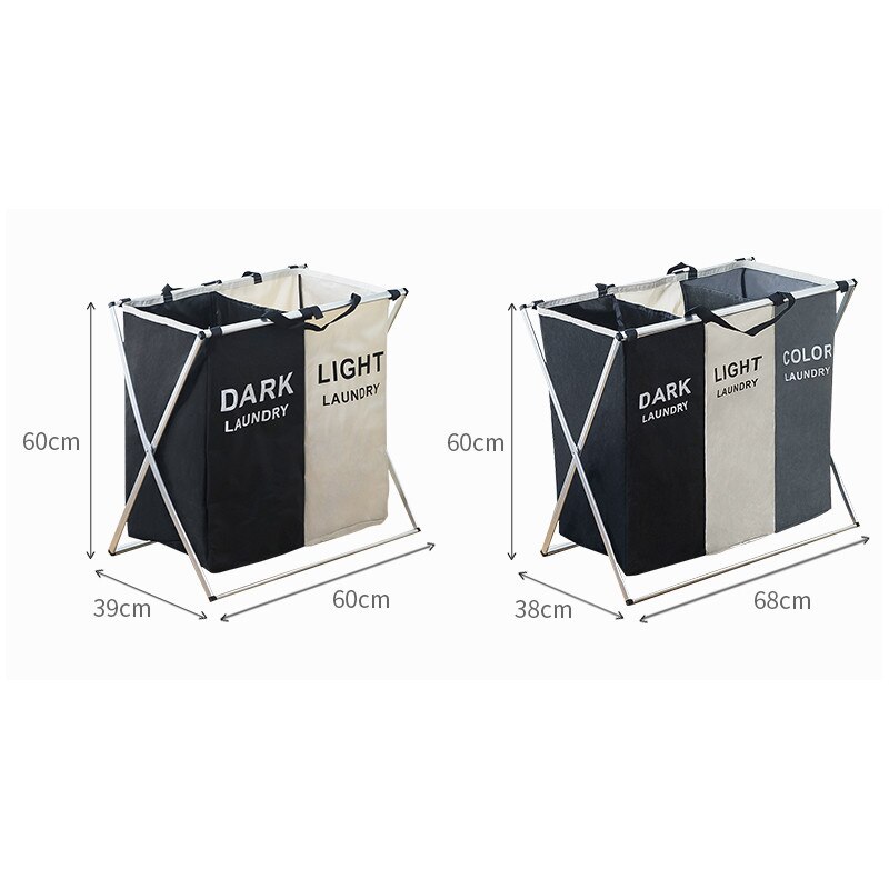 Sammenleggbar vaskekurv arrangør til skitne klær vaskerom stor sortering til eller tre rutenett sammenleggbar foldekurv
