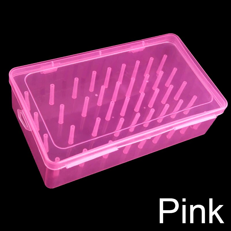 Transparent Thread Box Household Sewing Thread Storage Box Suitcase Container Craft Spool Storage Box: 42pink