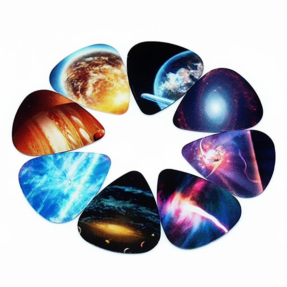 Guitarra colorida de larga vida, instrumento musical con forma de corazón, universo, Planeta, Plectrum, 10 Uds.
