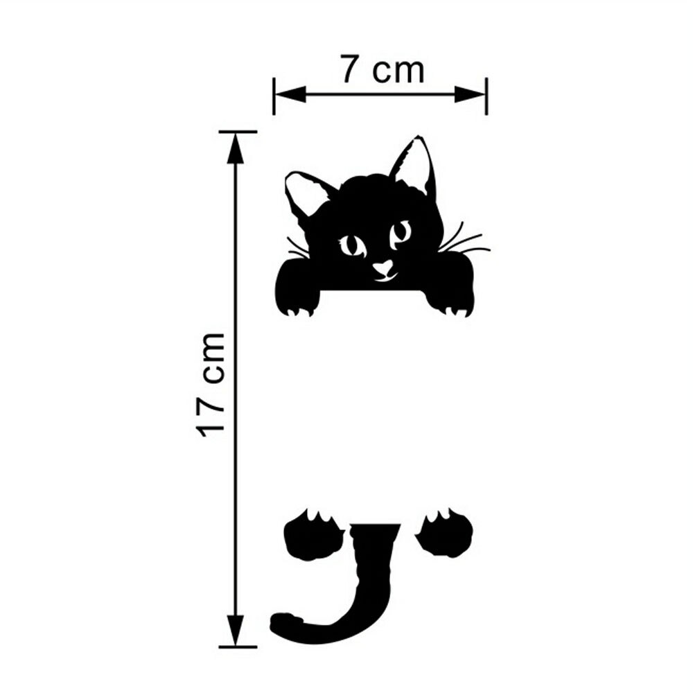 Adhesivos de gato para pared de color negro, pegatinas de gatito gracioso y mono interruptor, para decoración del hogar, sala de estar, dormitorio y baño