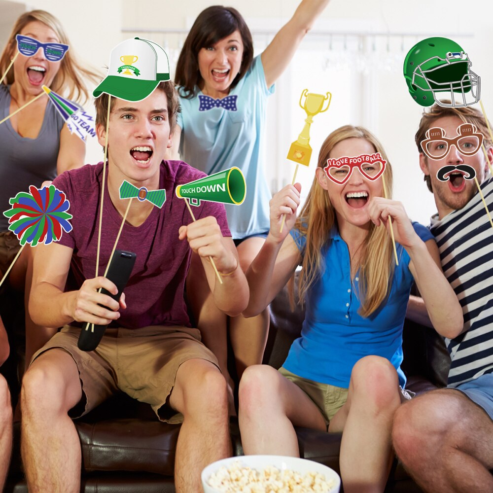 PRETYZOOM 20pcs Photo Booth Accessories Sports Football Party Decor Supplies