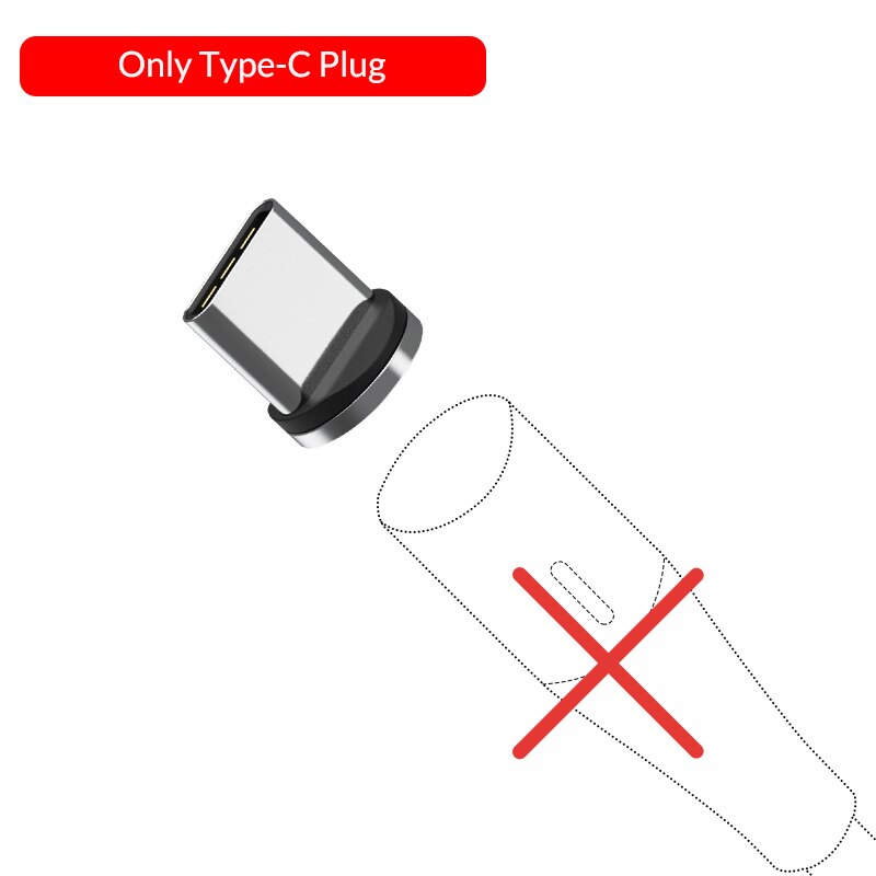 Topk AM60 3A Snel Opladen Led Magnetische Micro Usb Type C Kabel Voor Iphone Xs Max 8 7 6 Telefoon kabels: Only Type C Plug