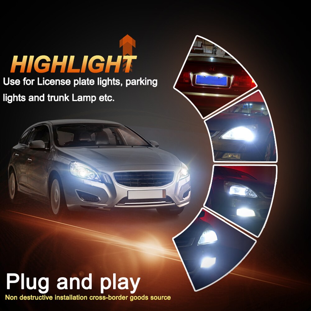 Jiachi 2 stk/parti  t10 led lampe til biler  w5w canbus 194 168 5 w 5 501 auto clearance parkeringslys 78 chips highlight hvid  dc12-24v