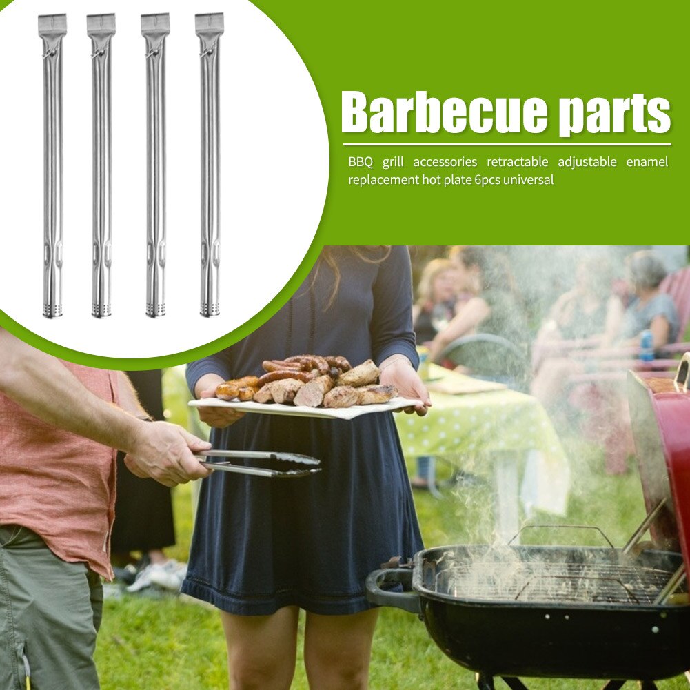 4x BBQ Gas Grill Barbecue Replacement Parts Tube Stainless Steel Burners Pipes Portable Barbecue Outdoor Camping