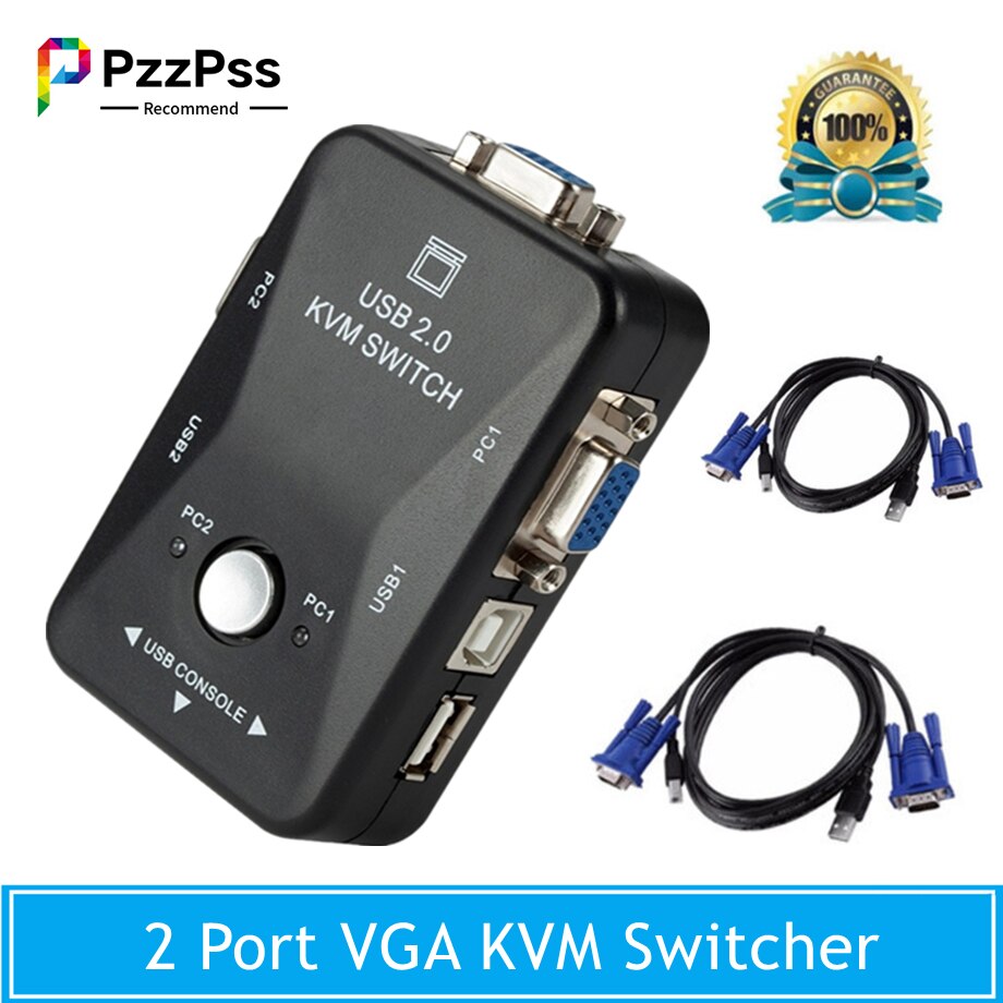 Pzzpss Usb Kvm Switch 2 Port Vga Svga Switch Box Usb 2.0 Kvm Muis Switcher Toetsenbord 1920*1440 Vga splitter Box Sharing Switch