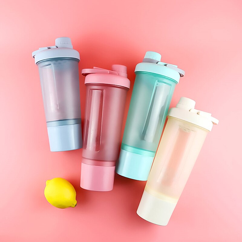 Sport fitness vandflaske protein shaker flaske 600ml miljøvenlig bærbar lækagesikker udendørs gym træning drikkevarer bpa gratis