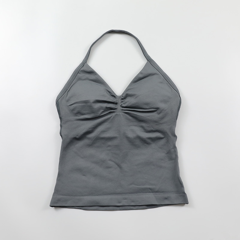 Impact Longline Strappy Top Women Seamless Yoga Tank Tops Ruched Backless Gym Clothes Workout Sleeveless Shirts With Buit In Bra