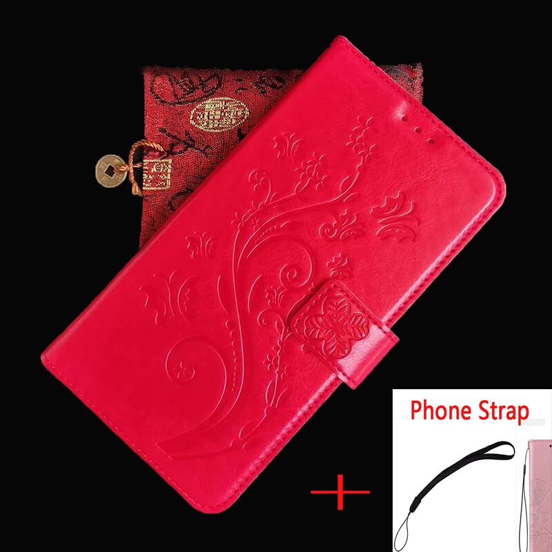 Voor A1 Alpha 21 6.52 &quot Wallet Case Flip Lederen Telefoon Beschermhoes Pu Siliconen Shell: 044 red