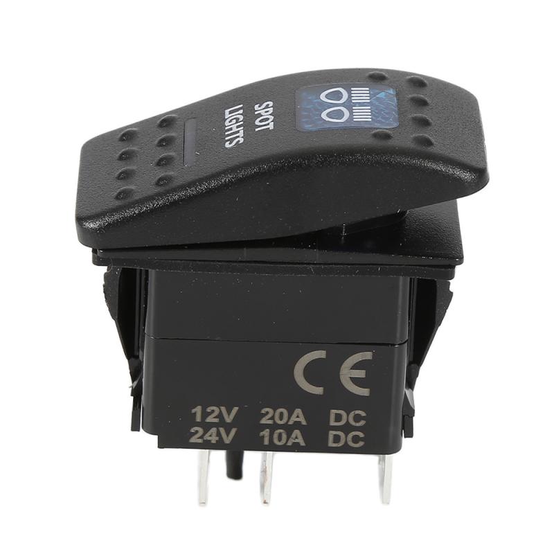 Blue LED Waterproof Bar Rocker Toggle Switch Marine Rocker Switch Button 12V-24V LED Bar Carling Rocker Toggle Switch