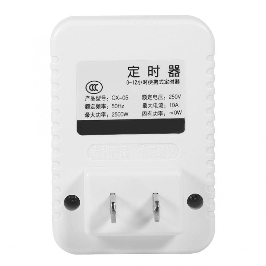 AC 220V 12 Hour Electrical Mechanical Timer Wall Plug Switch Digital Countdown Timer Socket White