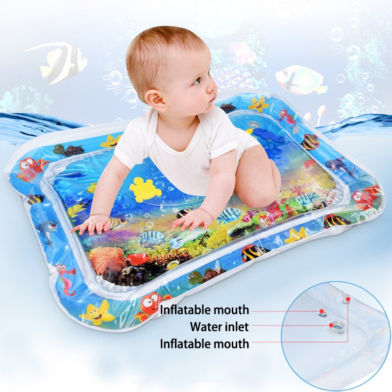 Inflatable Baby Water Mat Tummy Time Kids Cushion Fun Play Baby Gyms Mat Developing Baby Coordination Ability Sensory Experience