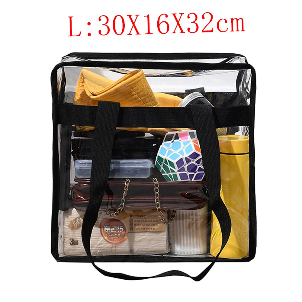 Bolsa organizadora de maquillaje para mujer, bolso de pvc transparente, de gran almacenamiento, de aseo, artículos de tocador de viaje: Negro