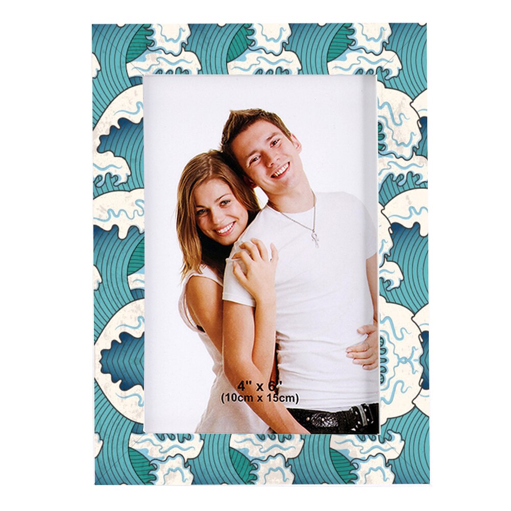 Bleu clair Motif Vagues En Bois Cadre Photo Tableau Maison BRICOLAGE Décoration 5-10 Pouces Moderne Cadres Photo