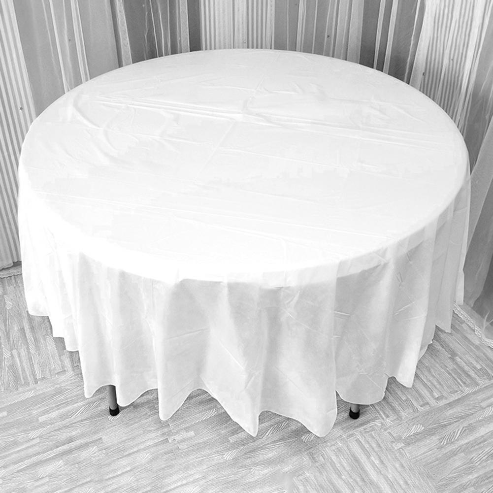 84 Inch Round Tablecloth Simple Disposable PE Waterproof Thicker Table Cover Fabric for Home