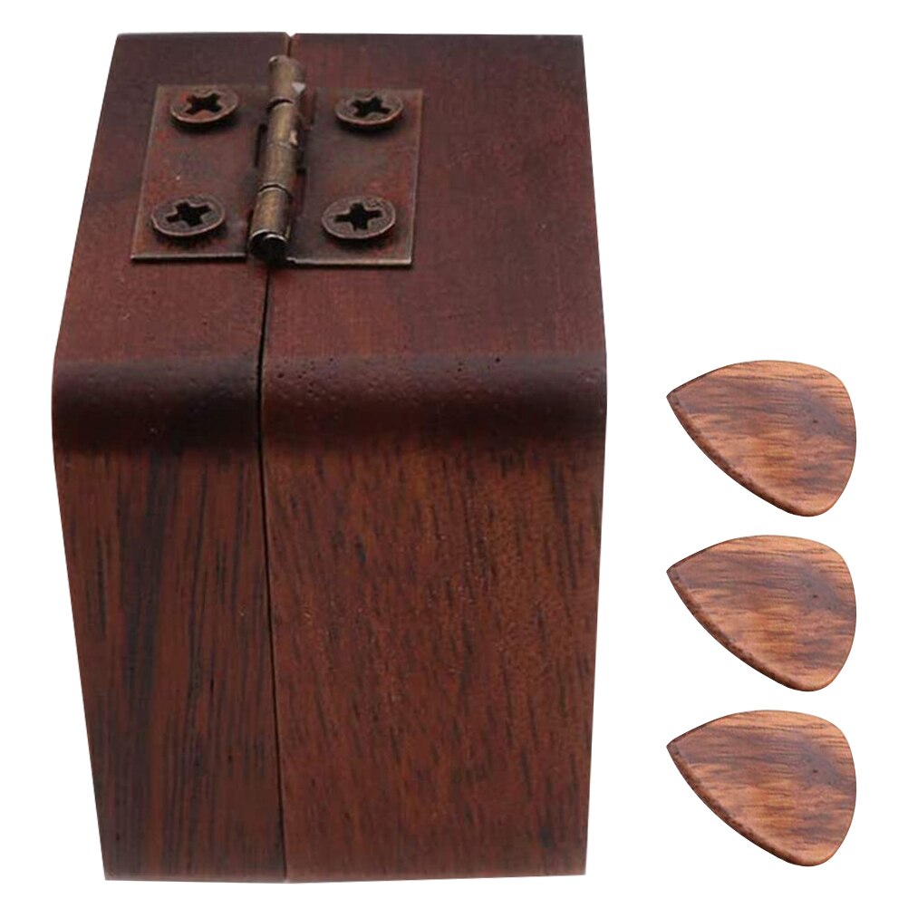 1 Set Guitar Picks with Wooden Case Electric Guitar Picks Instrument Accessories: Default Title