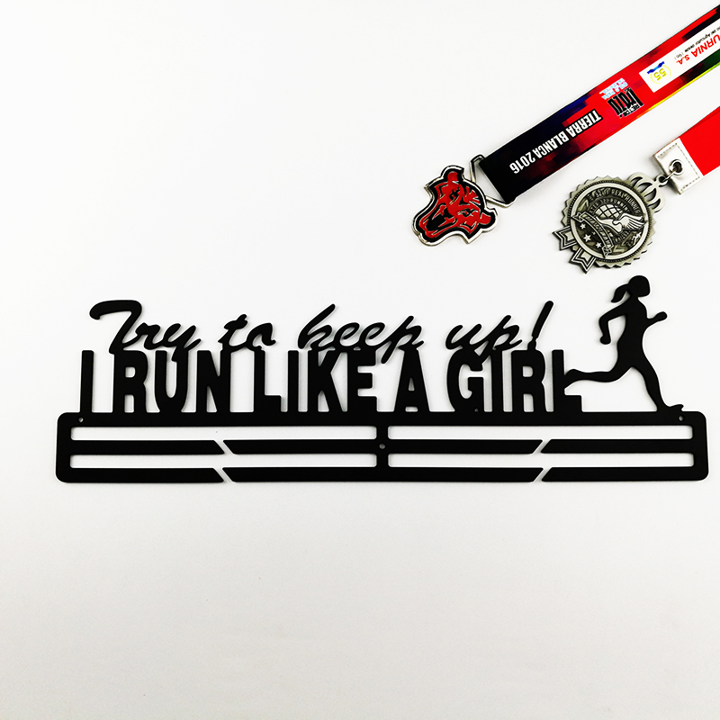 Medal hangers for running Race medal display hanger Run like a girl Medal holder for girl