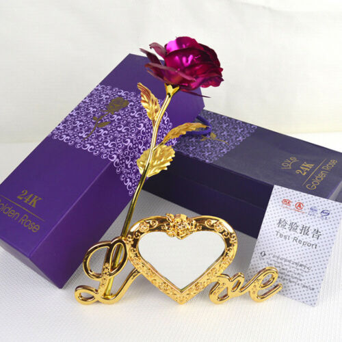 Beautiful 24k Gold Plated Golden Rose Flowers Anniversary Mothers Day Girlfriend Artificial Flowers