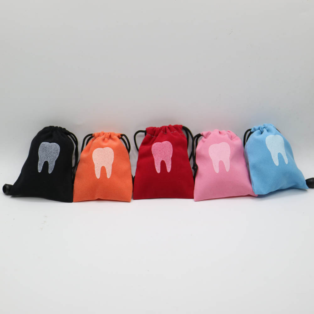 10pcs Dental clinic Deciduous teeth storage bag baby primary teeth case milk teeth bag The tooth fairy bag size 7*9cm