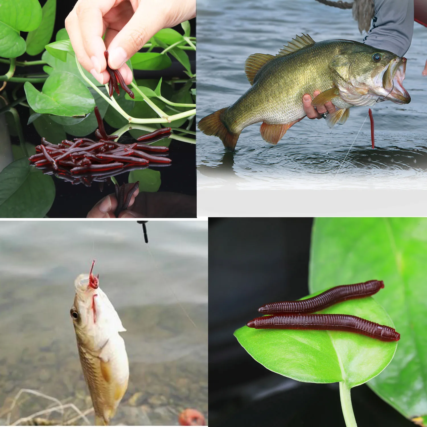 Sougayilang 1-100 pièces leurre de pêche souple Simulation ver 4 cm 0.3g leurres artificiels réalistes odeur de poisson leurre de bar matériel de pêche