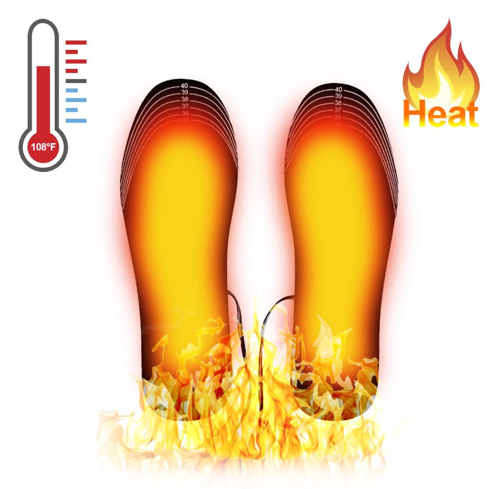 USB Heated Shoe Insoles Feet Warm Sock Pad Mat Electrically Heating Insoles Washable Warm Thermal Insoles Unisex Size 35-45
