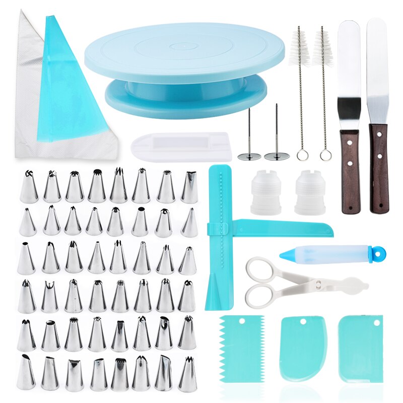 Turntable Set Cake Decoration Accessories Baking Tool Decorating Kit for Beginner Plastic Cake Stand Pastry Tool: Default Title