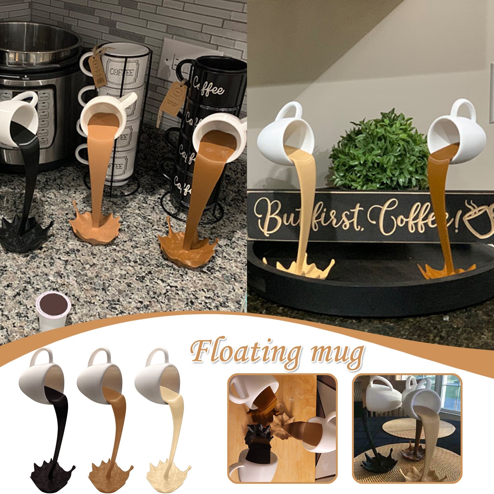 Drijvende Morsen Koffie Cup Sculptuur Keuken Decoratie Morsen Magic Gieten Splash Creatieve Koffie Mok Home Decoratie