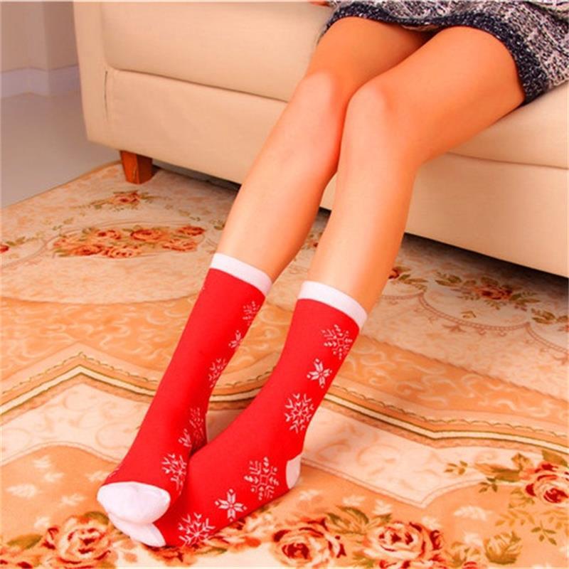 Colorido algodão feminino engraçado meias de natal floco de neve hip-hop feliz ano novo outono inverno papai noel neve elk presente meias: 8
