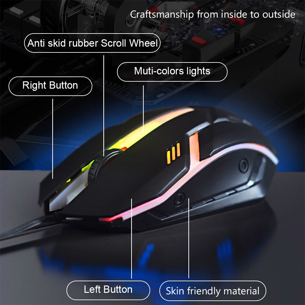 Kabelgebundene gaming-maus mit rgb-hintergrundbeleuchtung, usb-anschluss, optische computermaus, ergonomische gamer-maus mit 1600 dpi für desktop-pc und laptop, mechanische maus