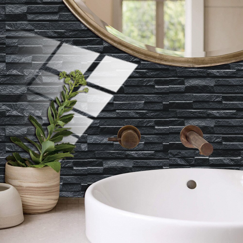 3D Wall Sticker Brick Rock Tile Stickers Backsplash Kitchen Self-adhesive Tiles Bathroom Wall Stickers Waterproof Home Decor