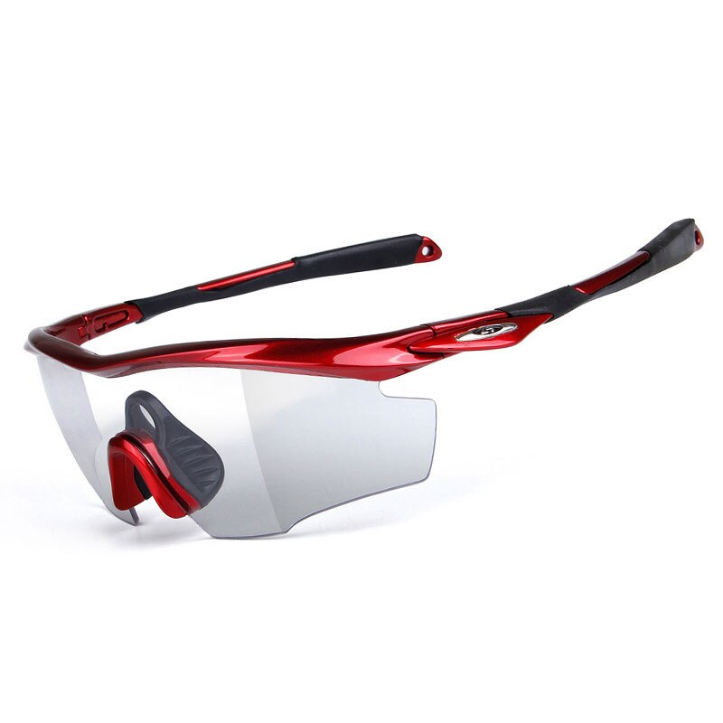 5 unids/set fotocromáticos gafas ciclismo bicicleta gafas hombres mujeres al aire libre deporte MTB gafas de sol gafas de Marco miopía: Red Black