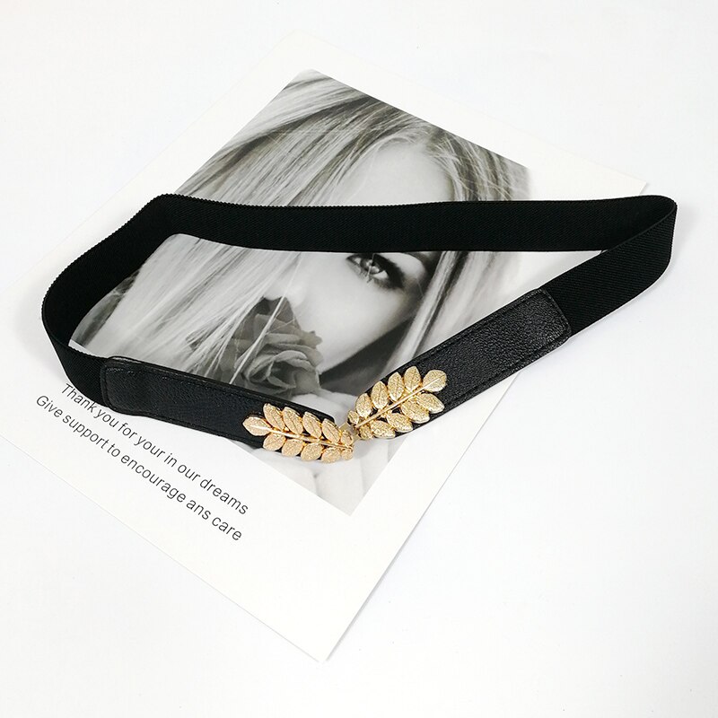 Gouden Ketting Riem Elastische Zilveren Metalen Taille Riemen Voor Vrouwen Stretch Cumberbanden Dames Jas Ketting Riem Tailleband: Thin leaf belt
