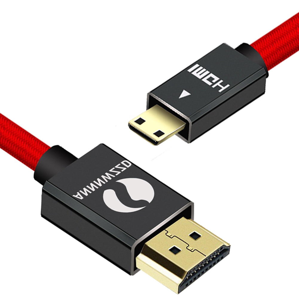 Mini hdmi kabel  v1.4 1m 2m 3m 5m stik (type c) til stik (type a) kabel | forgyldt 1.4a ægte 3d | 1080p | 2160p