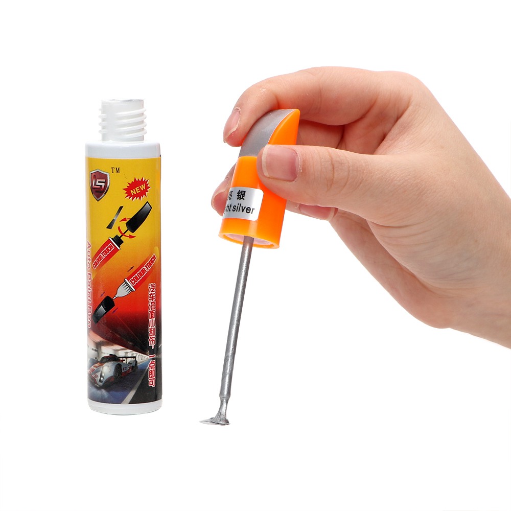 2 stk auto lak pen bil ridse reparation værktøj sort auto pleje fix it pro bil lak pleje bil-styling vedligeholdelse: Lys sølv