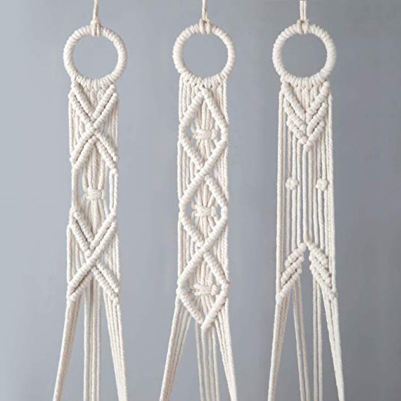 Indoor Wand Bloempot Bloem Manden Tuin Decoratie Groene Plant Opknoping Mand Handmatig Gebreide Touw