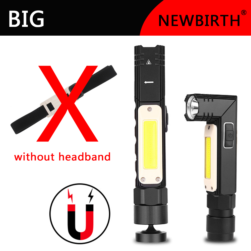 LED+COB Red and White Light 360° Adjustable USB Charging Rotating Belt Magnetic Inspection Outdoor Strong Light Flashlight: No light strip