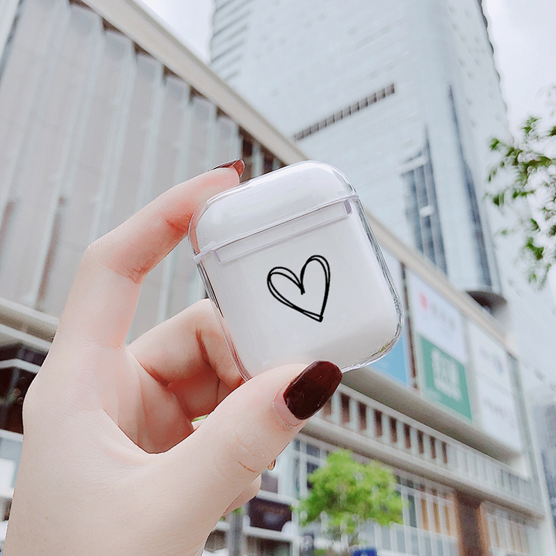 Soft Cute Air Pods Case For Apple Airpods Case Luxury Simple Love Transparent Airpods Case in Bluetooth Earphone Accessories