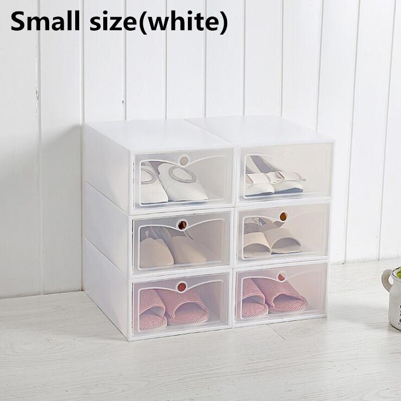6 Pcs Grote Schoenendoos Verdikte Lade Case Plastic Schoen Dozen Stapelbaar Doos Schoen Organisator Schoenen Opbergdoos Schoenenrek: Small white