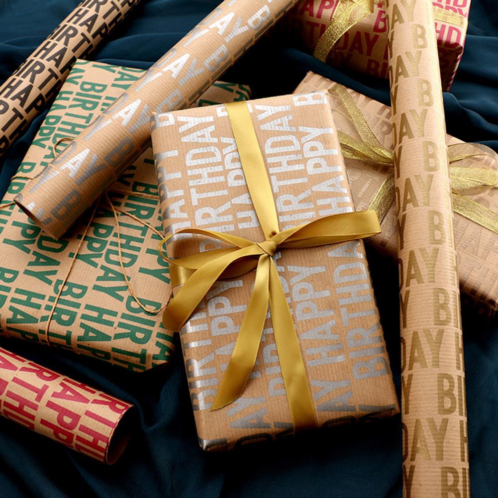 Thicken 1 Set Portable Happy Birthday Wrapping Paper Single-Sided Craft Papers Collapsible for Home