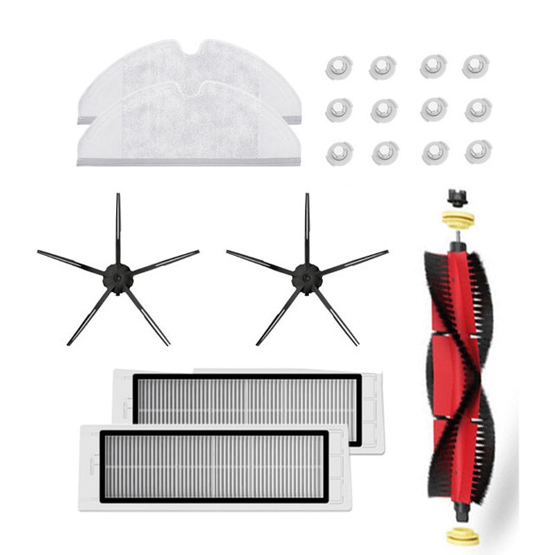 Rullebørste sidebørster kit til xiaomi roborock  s6 s5 max  s60 støvsuger vandkerner moppeklude bløde gummi sidebørster: 8