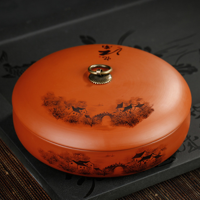 Caja de almacenamiento de té de estilo chino Puer, cajas de sellado de de arte púrpura Natural, tarros de café, granos, recipiente de Caddy, bandeja de caramelos y nueces: Pattern 11