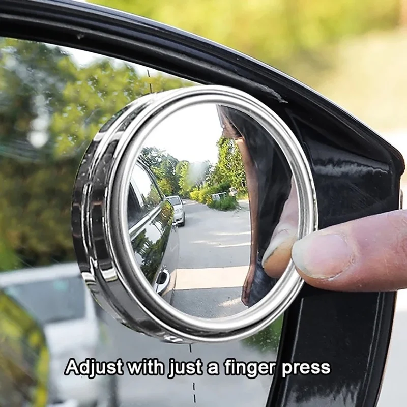 Espejo de punto ciego ajustable de 360 grados, espejo retrovisor convexo auxiliar para coche, marco redondo, espejos gran angular para marcha atrás, 2 uds.