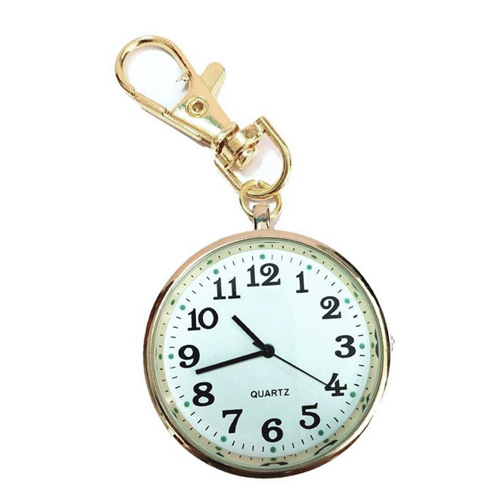 Quartz Pocket Watch Keychain Clocks Round Dial Portable Simple Pendant for Women Men H9: Gold
