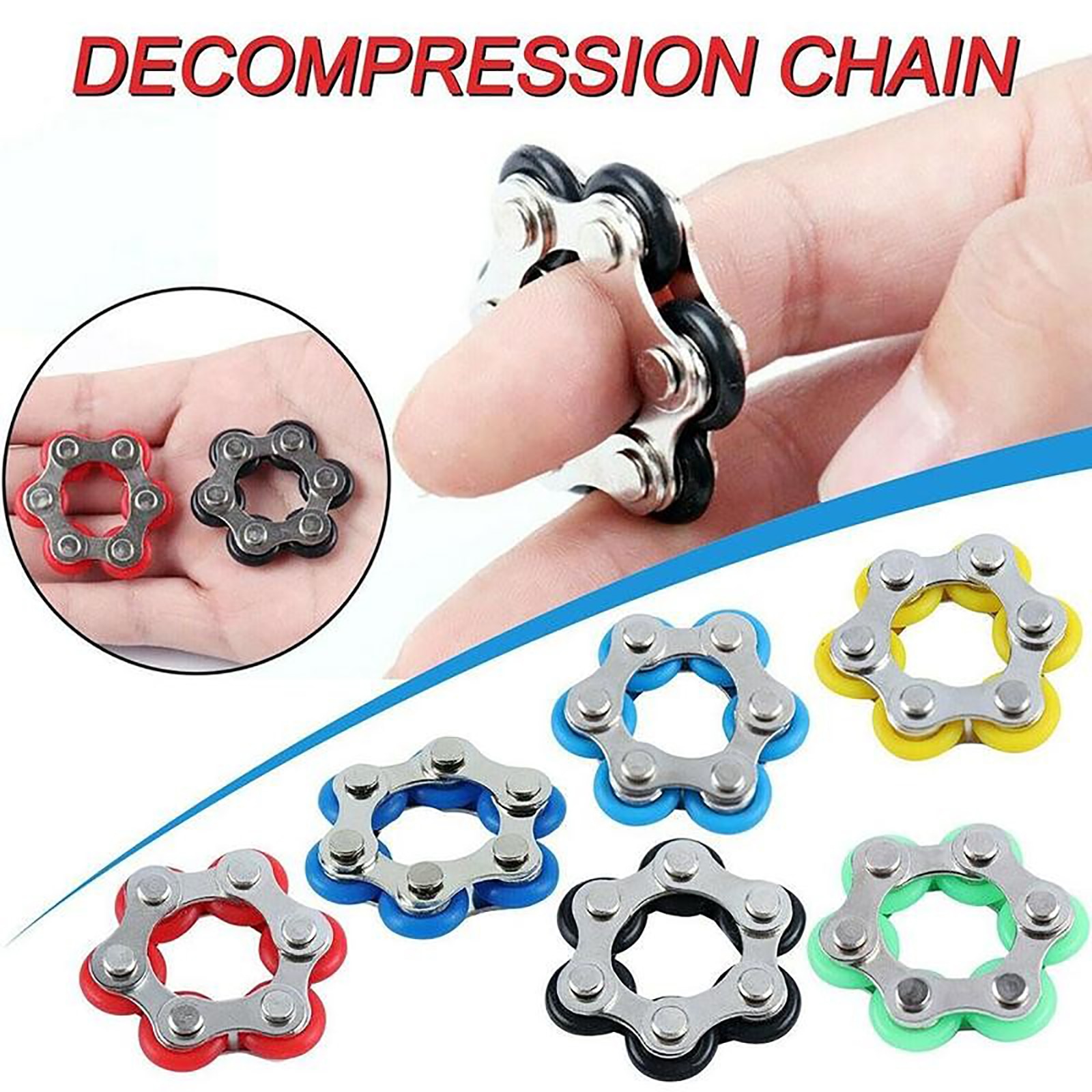 Roller Chain Fidget Toy Bike Chain Shape Small Anxiety Stress Relief Hand Toy for Adults Teens Kids
