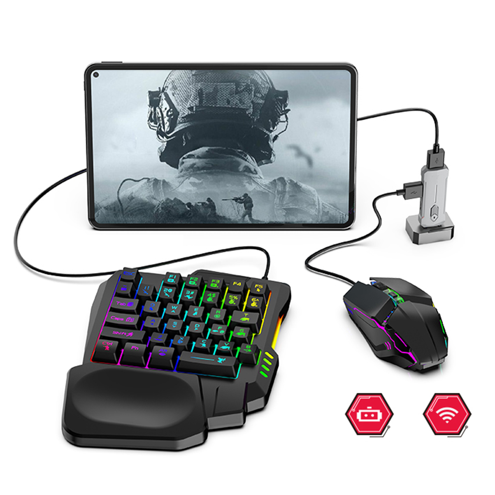 Klawiatura i mysz gamingowe 5 w 1, kompatybilne z Bluetooth 5.3 do PUBG, przewodowy konwerter myszy gamingowej, akcesoria dla graczy.