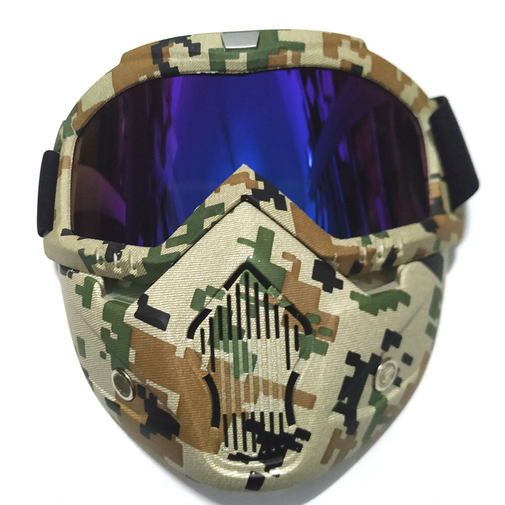Máscara de gafas de Motocross, gafas de sol, esquí, Skate, máscara de casco facial Vintage, gafas de Motocross desmontables, casco Jet para Scooter: Model 1