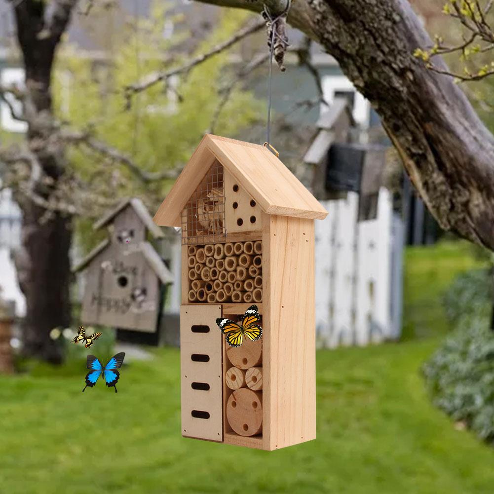 Maison d&#39;insecte en bois, nid naturel pour jardin extérieur, cour, papillon d&#39;abeille