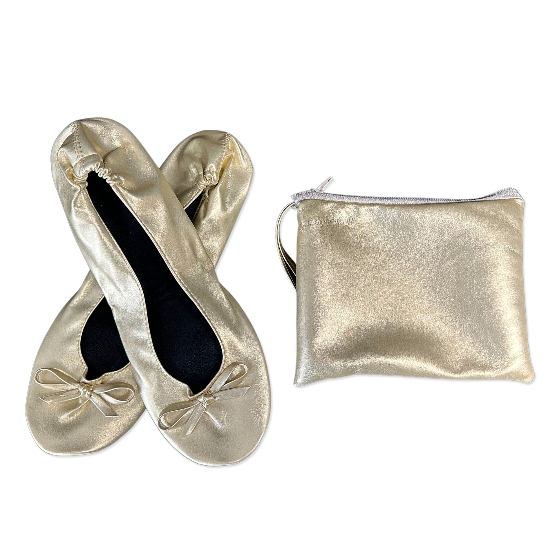 Ballerine portatili pieghevoli da donna per uso interno Pantofole arrotolabili, comode confezionate, con borsa, per matrimoni in viaggio