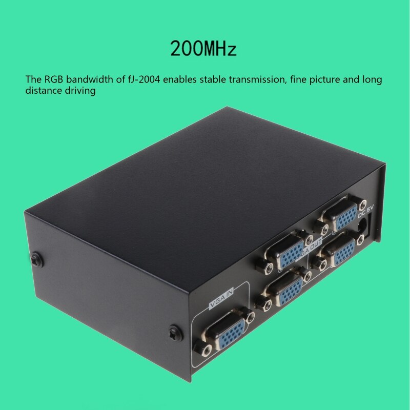 4 Port VGA Frequency Divider 200Hz Video Splitter High Frequency 1600*1280 25m