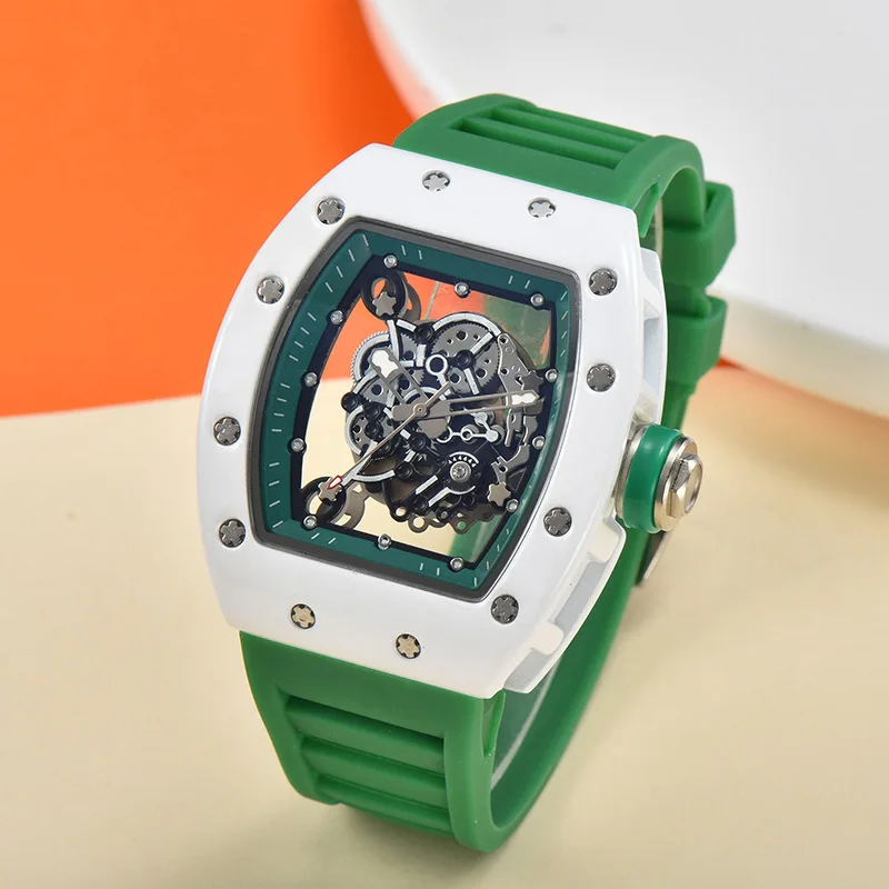 Luxe quartz herenpolshorloge 2025, modetrend, automatisch waterdicht herenhorloge, lichtgevende transparante horloges: Multicolor