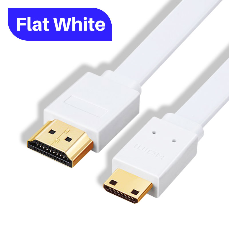 Lungfish Flat Mini cavo compatibile HDMI 4K 3D 1080P ad alta velocità per monitor per videocamera proiettore notebook TV: fiat white / 1m